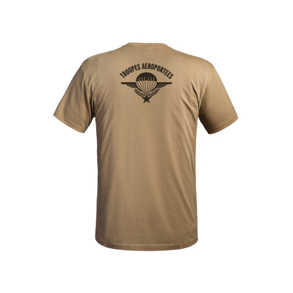 Logo Troupes aéroportées sur t-shirt vert olive en coton résistant