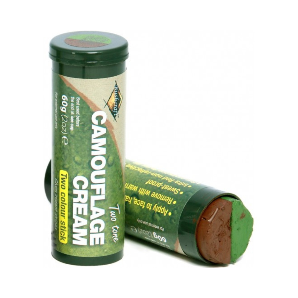 Bâton de camouflage BCB à deux couleurs marron et vert de 60g avec protection solaire et répulsif contre les insectes
