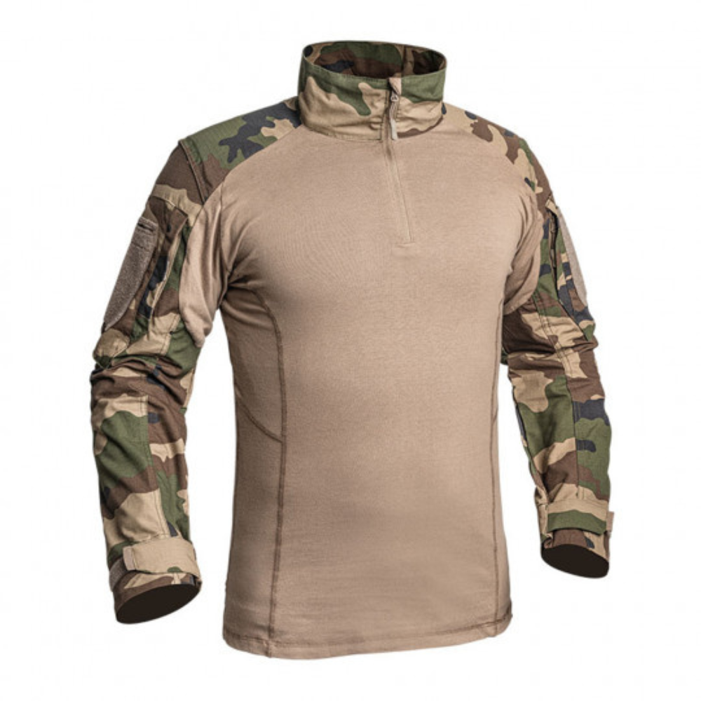 Chemise militaire UBAS FIGHTER CAM CE d'A10 EQUIPMENT, résistante et ergonomique avec traitement TEFLON et IR-PROTECT.