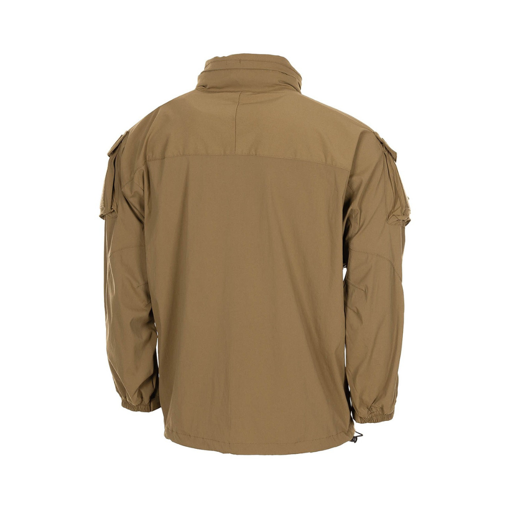Veste Softshell US Gen III Level 5 Coyote de MFH, uniforme de combat protecteur, imperméable et respirable avec différentes poches à zip et surfaces velcro, doublure en tissu mesh