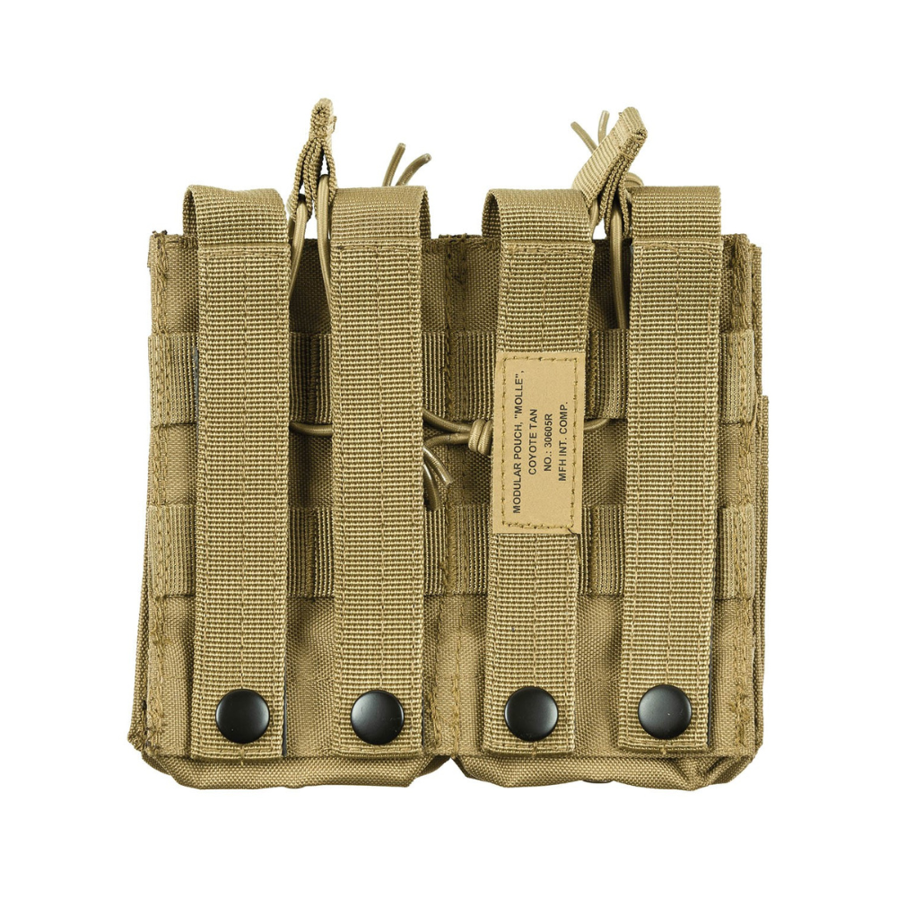 Porte-chargeurs x4 pour fusil en tan de MFH avec 4 compartiments et cordons de serrage, en polyester