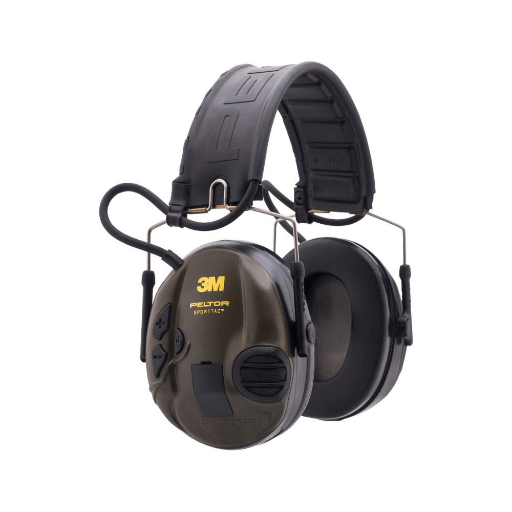 Protection auditive 3M PELTOR SportTac, casque anti-bruit vert spécialement conçu pour la chasse et le tir, avec modulation sonore et entrée pour radio externe