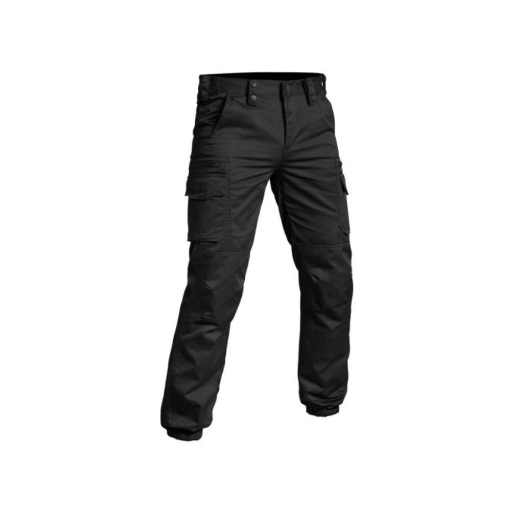 Alt tag: Pantalon noir V2 SÉCU-ONE avec bas élastique de A10 Equipment, résistant, ergonomique et fonctionnel pour la sécurité privée.