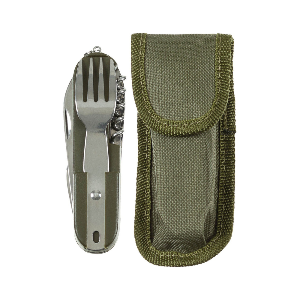 Couteau suisse 6 pièces Bundeswehr avec lame de 6,5cm, tournevis, décapsuleur, poinçon alésoir, ouvre boite, tire-bouchon, boucle