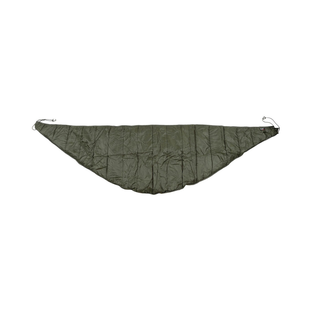 Hamac anti-froid Underquilt vert olive de MFH avec moustiquaire, fond en toile indéchirable, cordes de fixation réglables et sac de transport, dimensions compactes pour le camping et la randonnée
