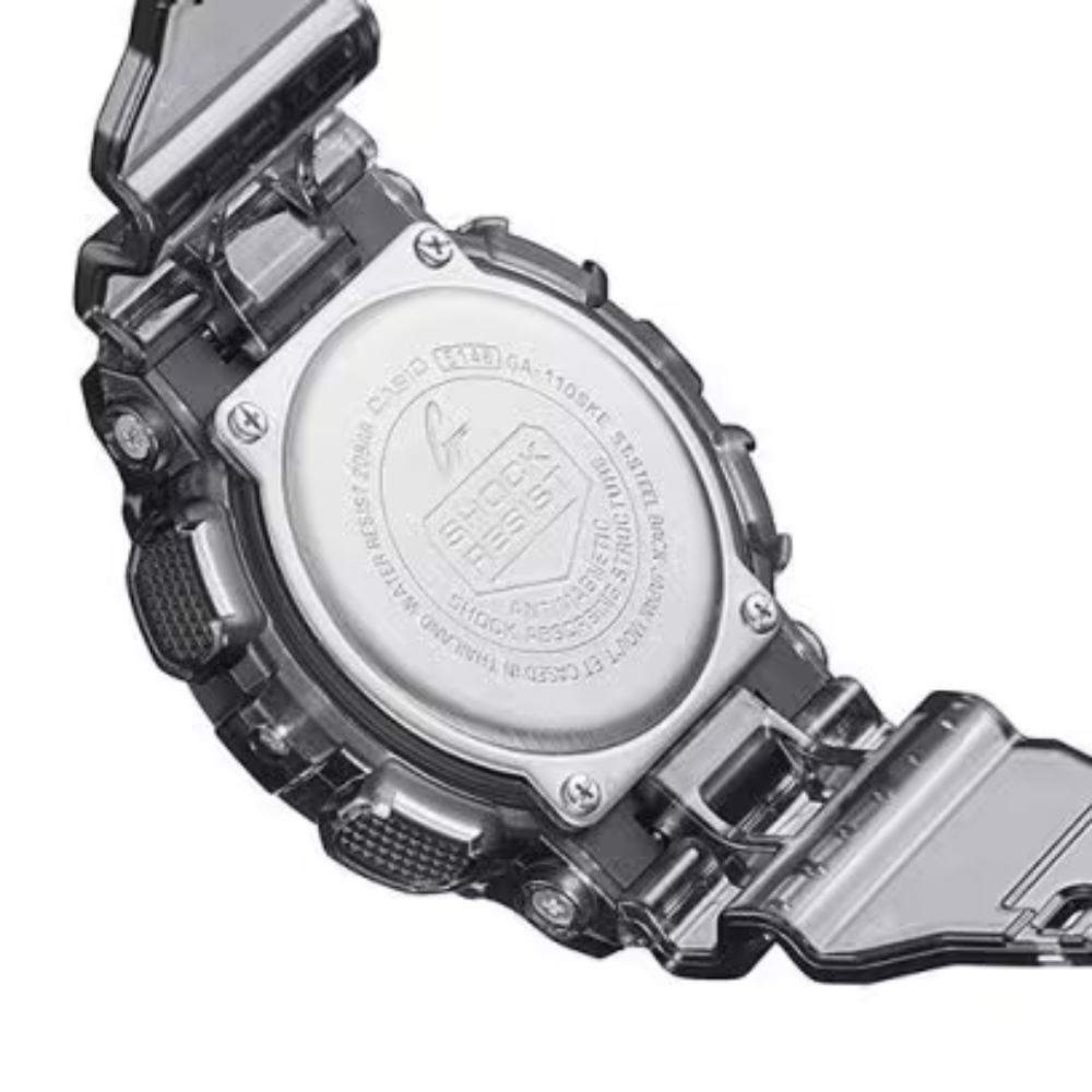 Montre G-Shock GA-110SKE-8AER noire de Casio avec structure en résine translucide grise, mode analogique-numérique