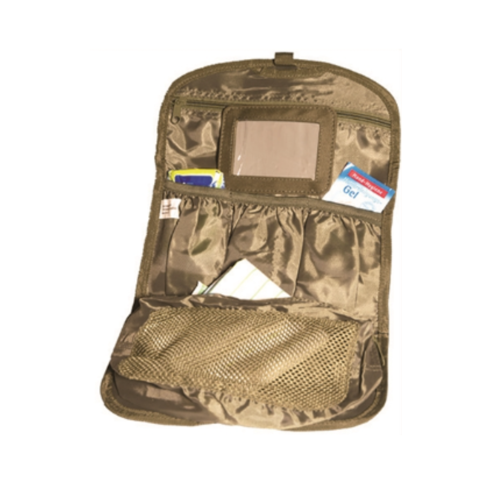 Trousse de toilette anglaise Tan Mil-Tec en polyester avec plusieurs compartiments