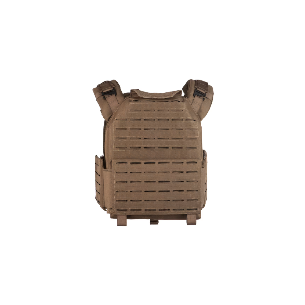 Gilet de combat léger et polyvalent Reaper QRB Plate Carrier Coyote d'Invader Gear avec système MOLLE, découpé au laser pour durabilité et équipé pour plaques balistiques.