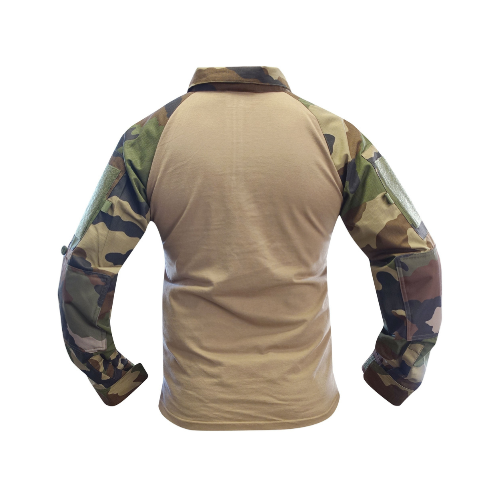 Chemise de combat UBAS en coton Cam CE avec poches pour écussons et manches réglables