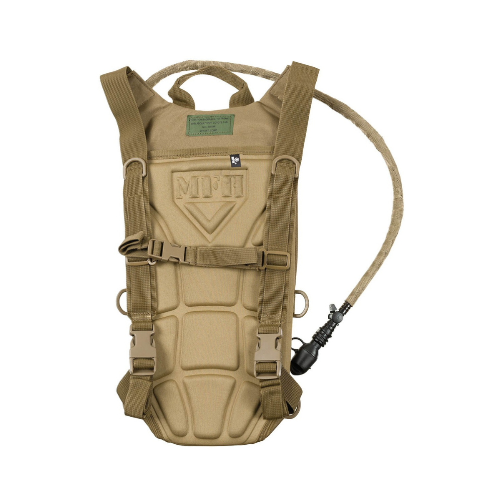 Sac d'hydratation extreme 2.5L Tan MFH avec bretelles réglables, sangle de poitrine, compartiment à insertion et poignée de transport