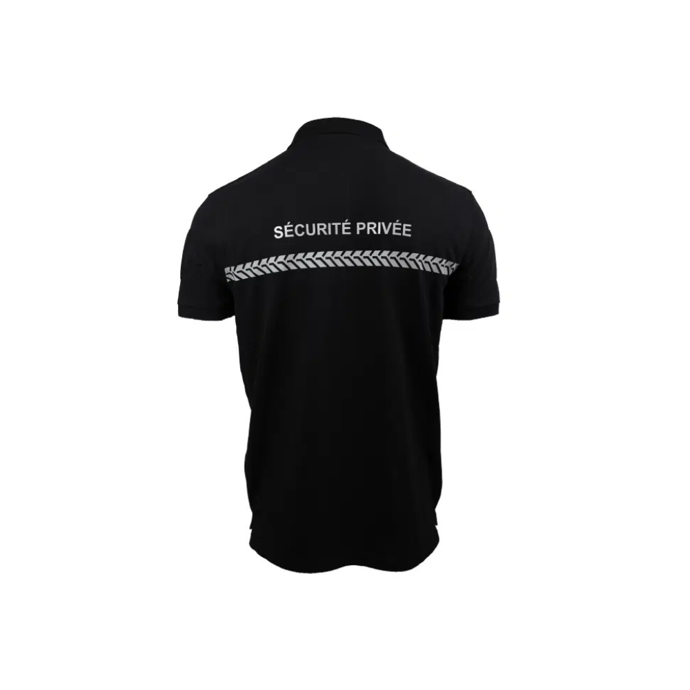 Man in black GK Safetek® private security polo shirt with reflective markings