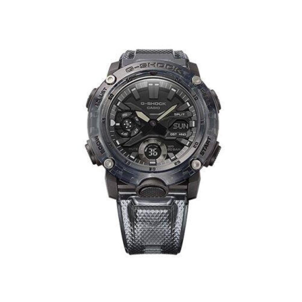 Montre G-Shock GA-2000SKE-8AER noire de Casio, série Skeleton avec boîtier en carbone et pièces en résine translucide