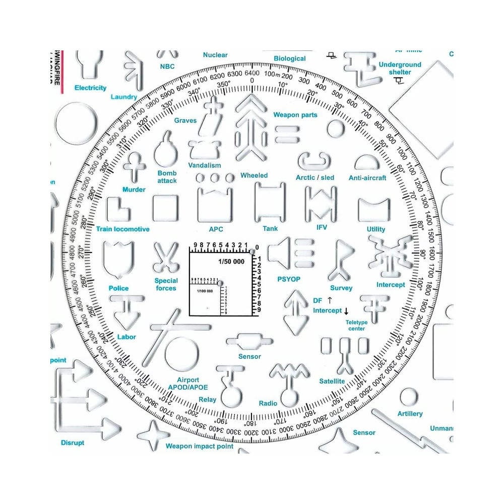Normographe OTAN RTS, outil de rédaction graphique pour officiers d'état-major, résistant, format A4, avec symboles conformes à l'APP6A et échelles de distances
