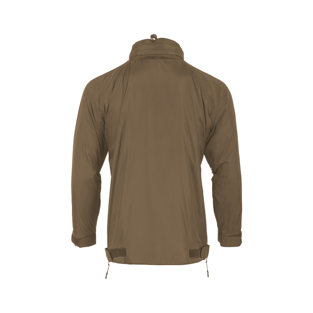 Veste imperméable, coupe-vent et légère de couleur vert olive en tissu Ripstop 100% Nylon avec intérieur en micro-polaire de la marque HIGHLANDER, dotée d'une capuche