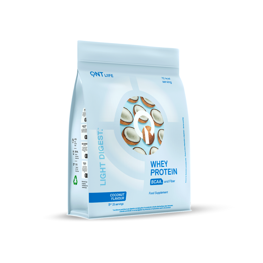 Light Digest Whey Protein Coco 500g par QNT, protéine révolutionnaire pour tous les athlètes, aide à améliorer les performances et à perdre du poids.
