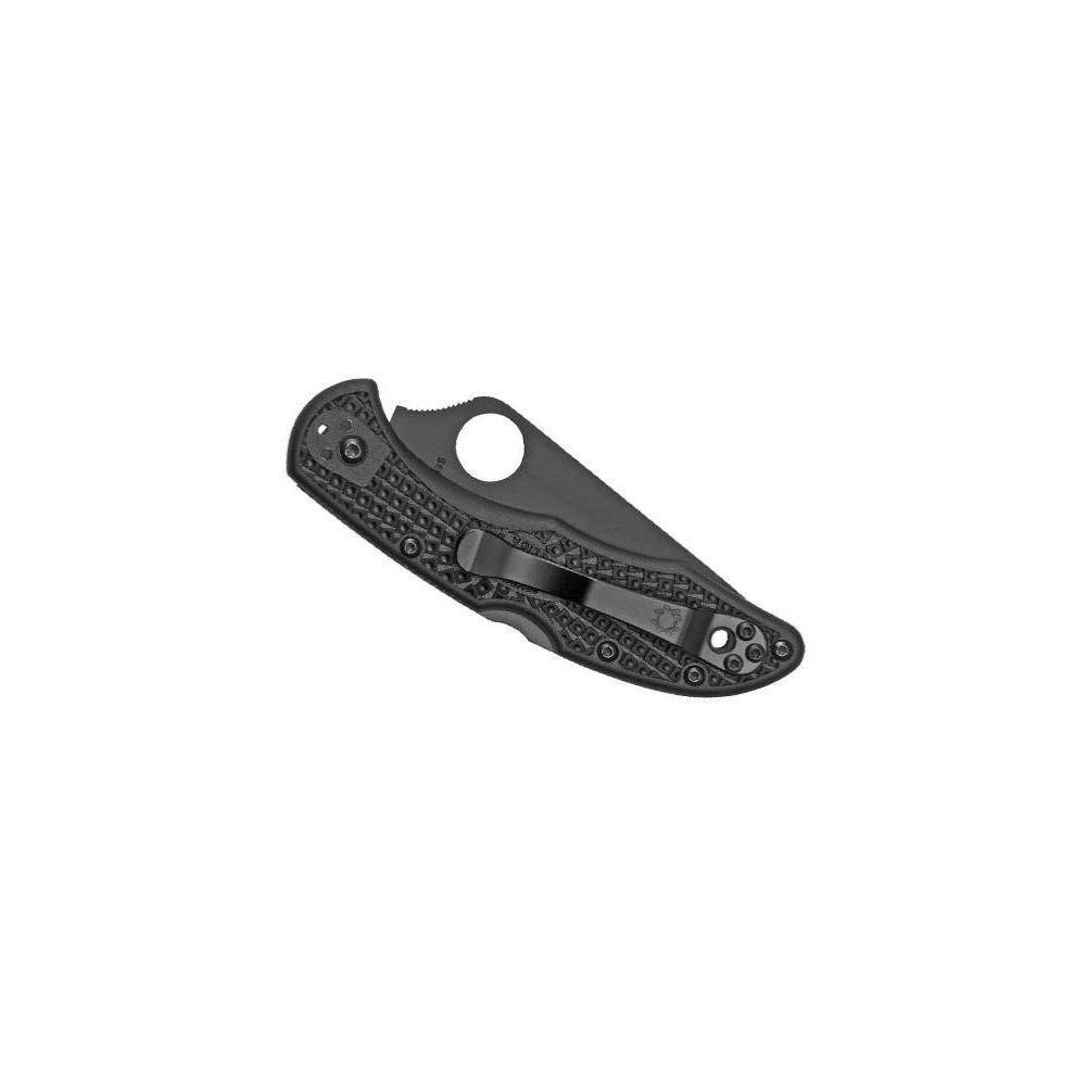Spyderco Delica 4 couteau pliant noir avec lame semi-dentée en acier VG-10 et manche en nylon/fibre de verre