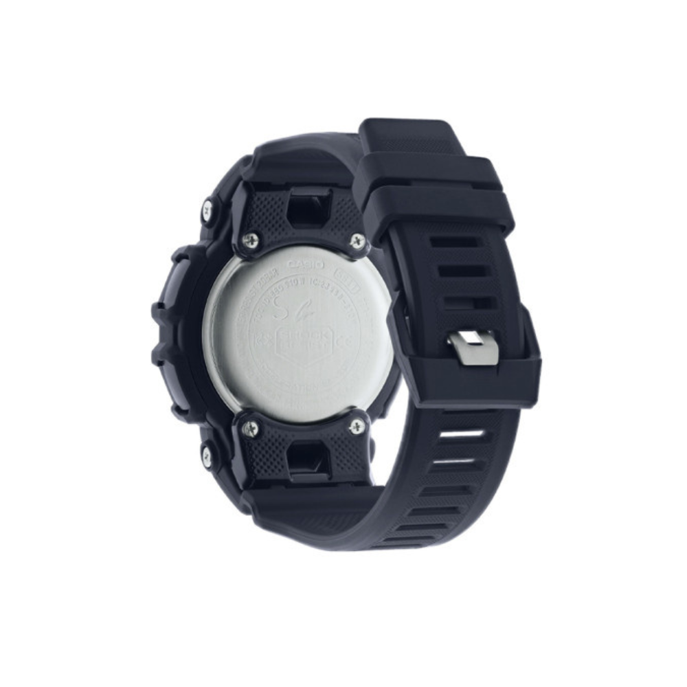 Montre sportive connectée G-SHOCK G-Squad GBA-900 de CASIO avec cadran en verre minéral et bracelet en résine, synchronisation Bluetooth, calendrier automatique et podomètre.