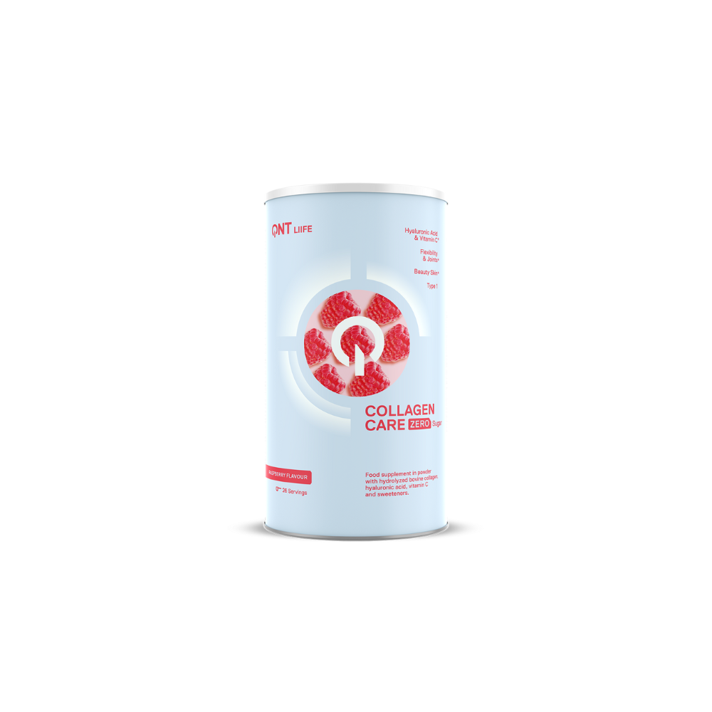 Complément alimentaire Collagène Care Framboise 390g de QNT pour la santé de la peau, des ongles, des cheveux et des articulations