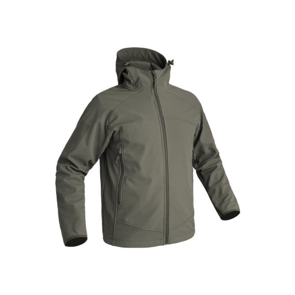 Veste softshell Instructor noire de la marque A10 Equipment, imperméable, respirante et coupe-vent avec technologie Soft-Shell 3 Layers et doublure polaire pour confort thermique optimal.