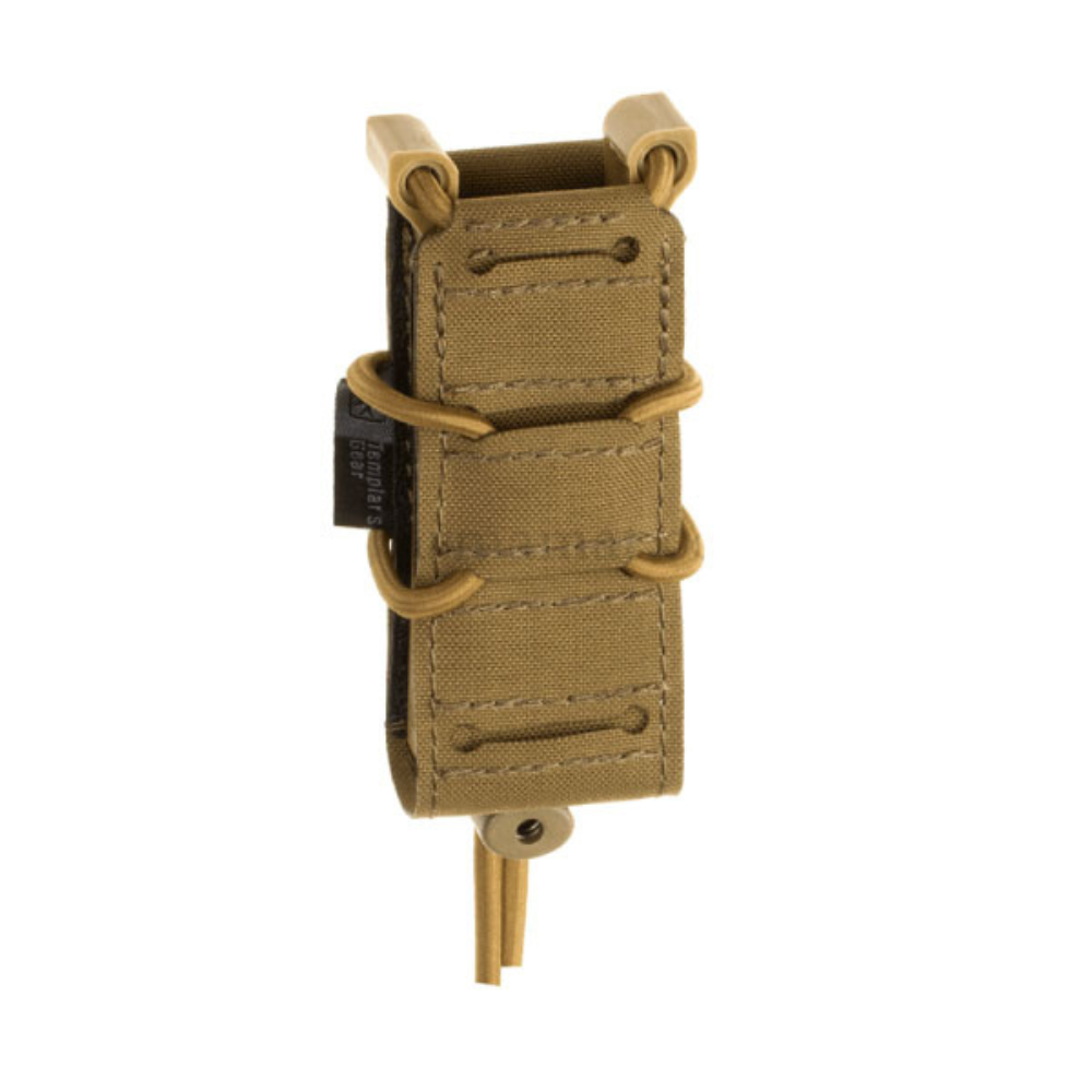 Porte chargeur simple PA 9mm Coyote de Templar's Gear, pochette ultralégère de type shingle en Cordura 500D avec système PALS/Molle