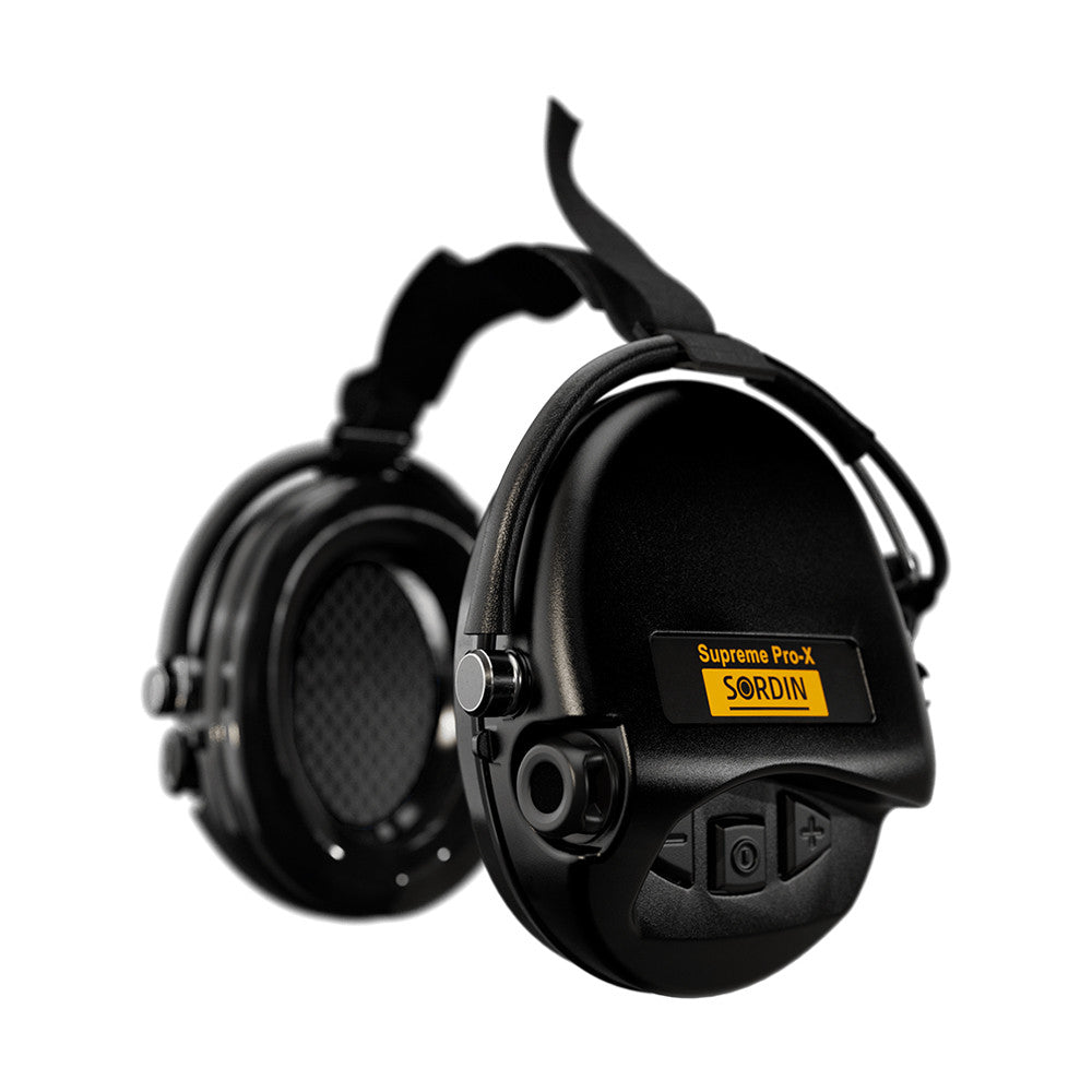 Balise alt SEO pour un casque anti-bruit Pro-X Supreme Sordin avec serre-nuque, adapté pour un port sous casque tactique et offrant une protection auditive optimale grâce à son système SordinHE