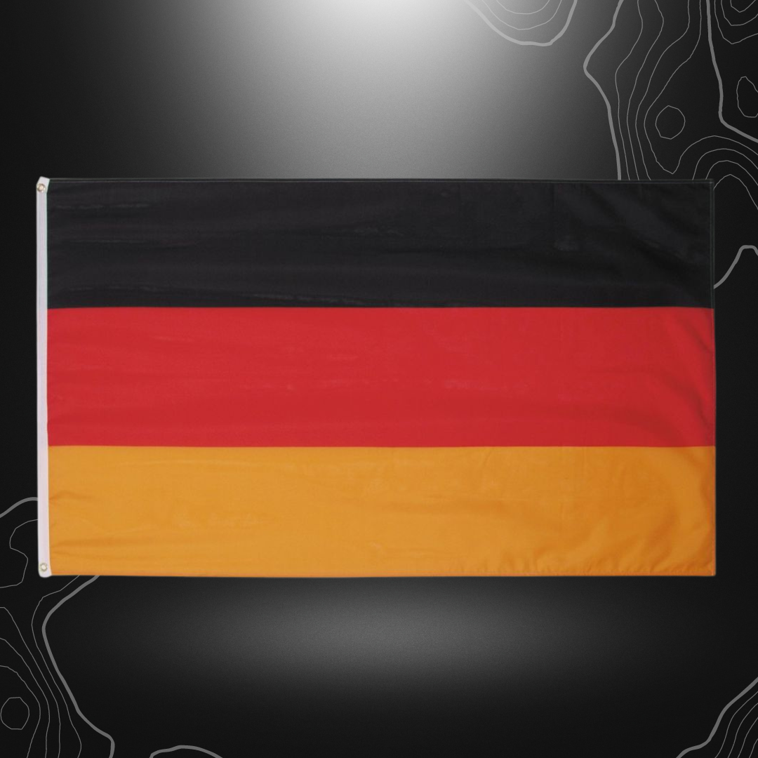 Alt tag: Drapeau de l'Allemagne en polyester de la marque MFH avec bande de renforcement et oeillets métalliques