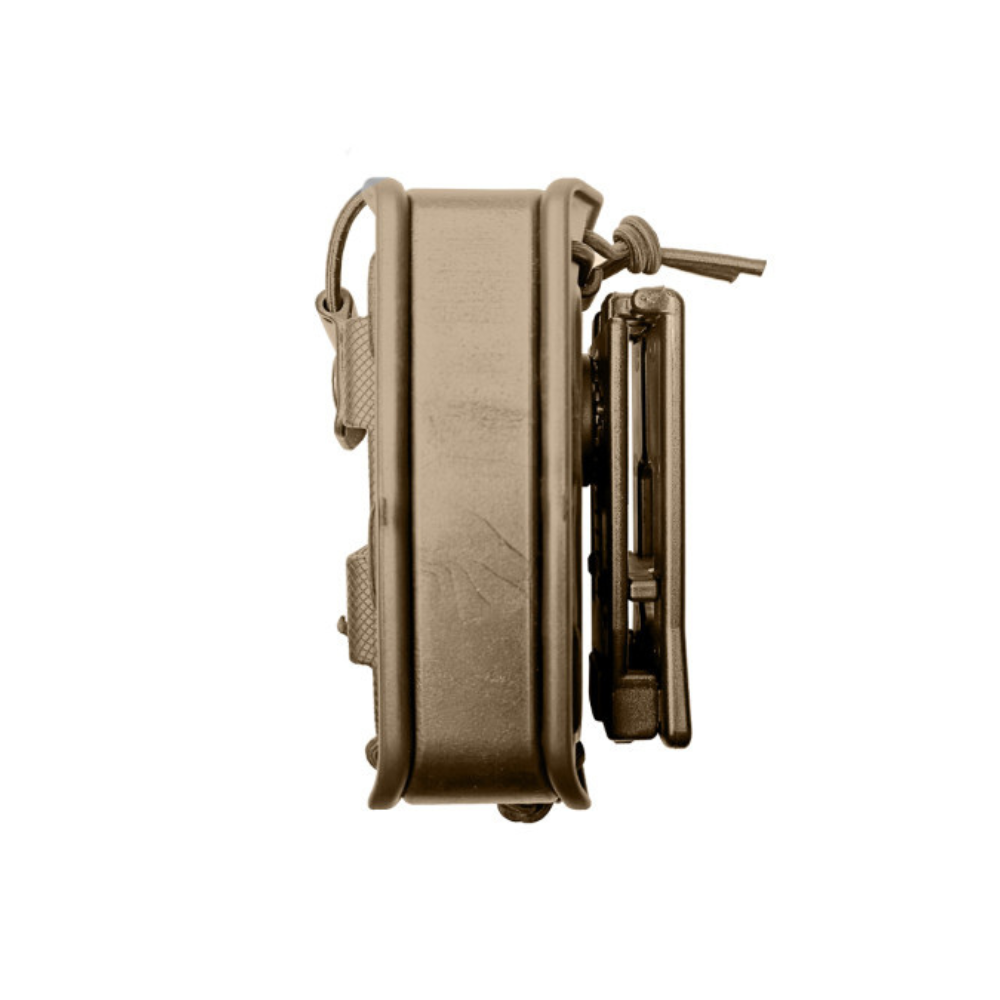 Porte-radio BOUNGY 8BL19 de VEGA-HOLSTER en polymère thermo-moulé, compatible avec toutes les radios jusqu'à 5,5 cm de largeur, couleur tan, noir, vert