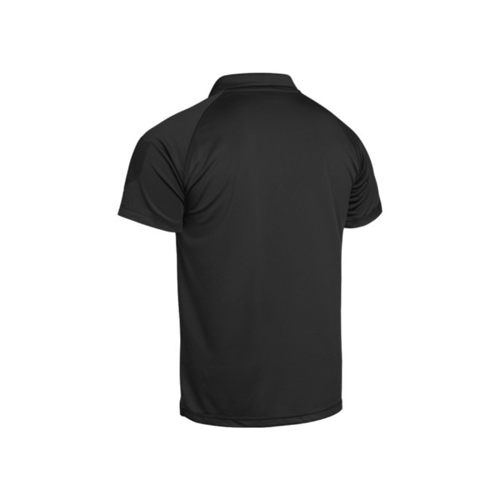 Confortable polo noir Instructor de A10 Equipment, conçu pour la fonctionnalité, résistance et confort avec tissu respirant et séchage rapide