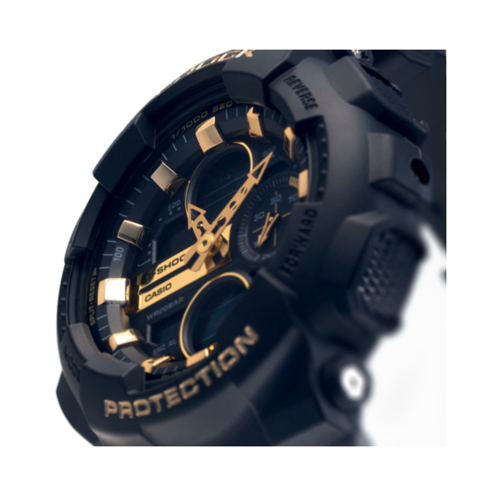 Montre G-Shock GMA-S140M noire pour femme avec cadran en verre minéral et bracelet en résine, caractéristiques techniques et élégance rétro