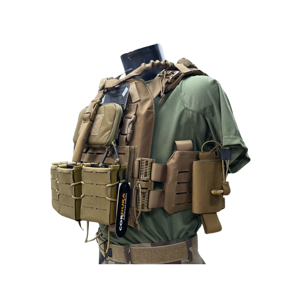 Pack gilet tactique complet 2.0 avec porte plaques, porte chargeurs, poche admin téléphone et plus