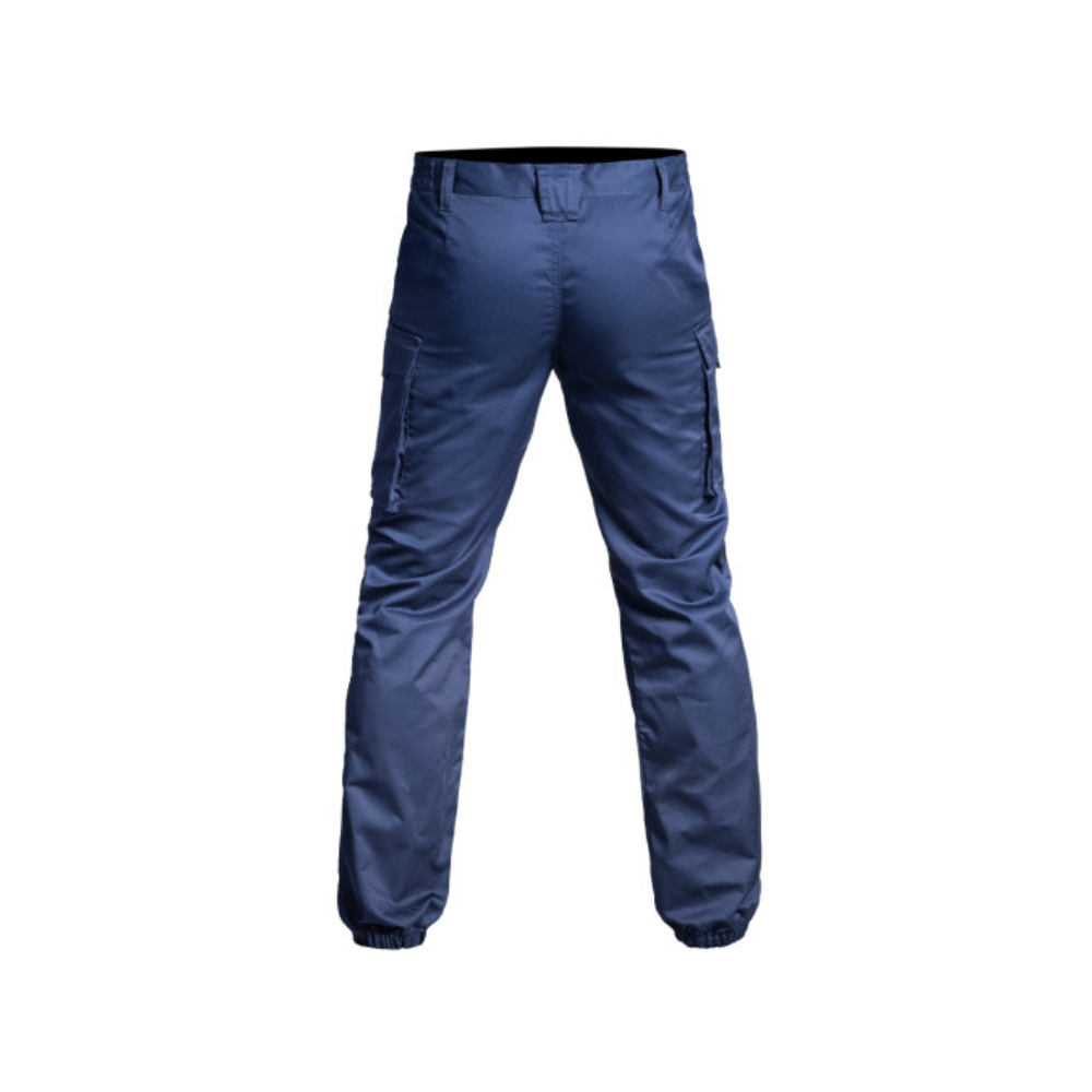 Image d'un pantalon SÉCU-ONE bleu marine à bas élastique d'A10 Equipment, résistant et ergonomique pour la sécurité privée.