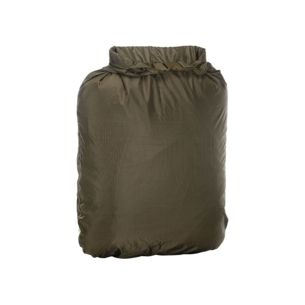 Olive Green 20L Waterproof Expedition Bag by A10 Equipment, made from durable, lightweight Ripstop 2.5 fabric with sealed seams and WATER-PROTECT coating