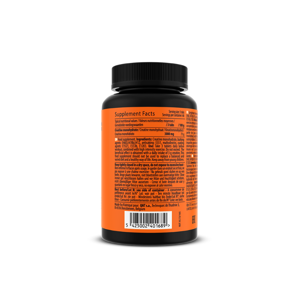 Comprimés de créatine monohydrate 3000mg de QNT pour améliorer les performances physiques et la récupération musculaire