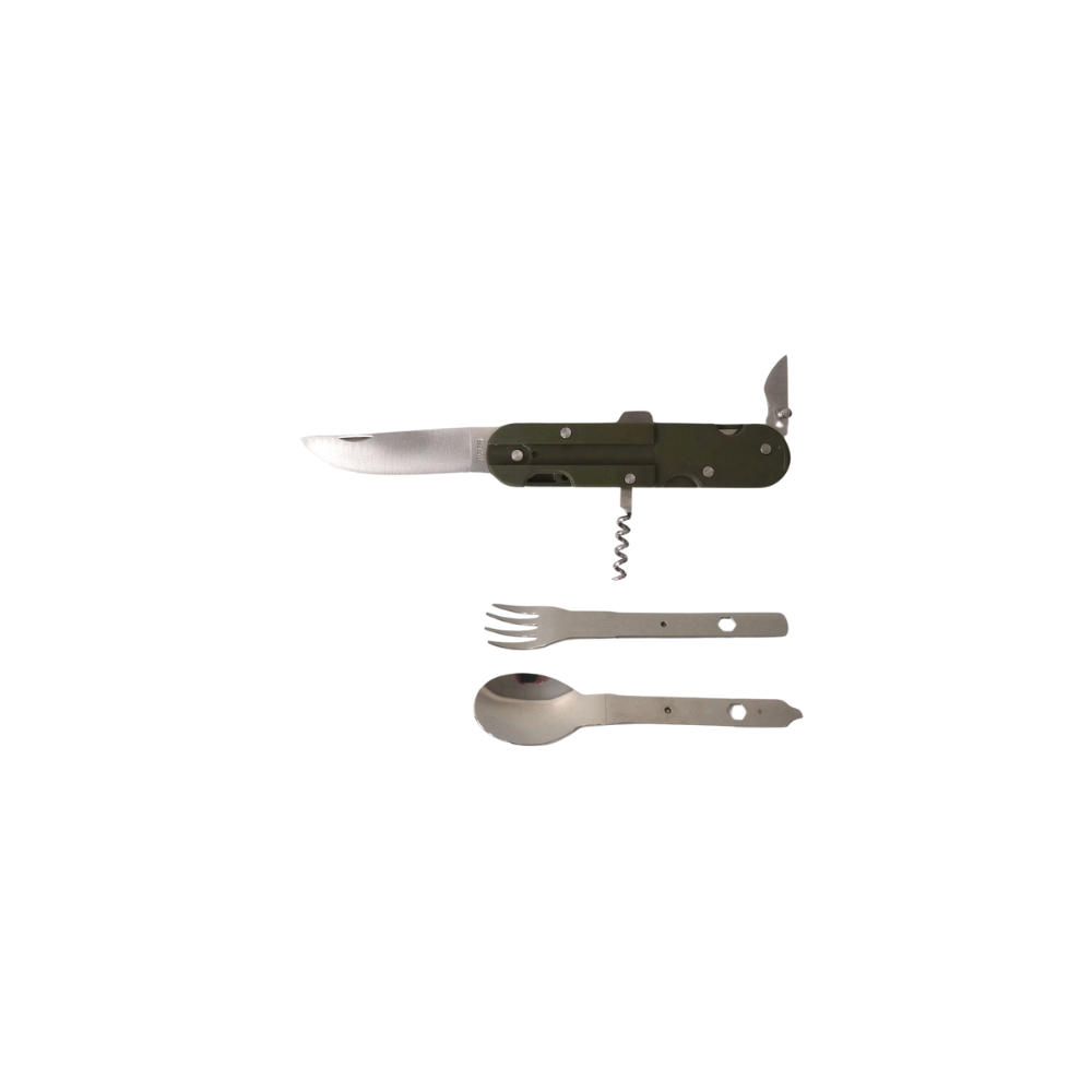 Multifonctionnel couteau 6 en 1 Tatoo Vert Olive OPEX avec lame en acier inoxydable, idéal pour camping et randonnée