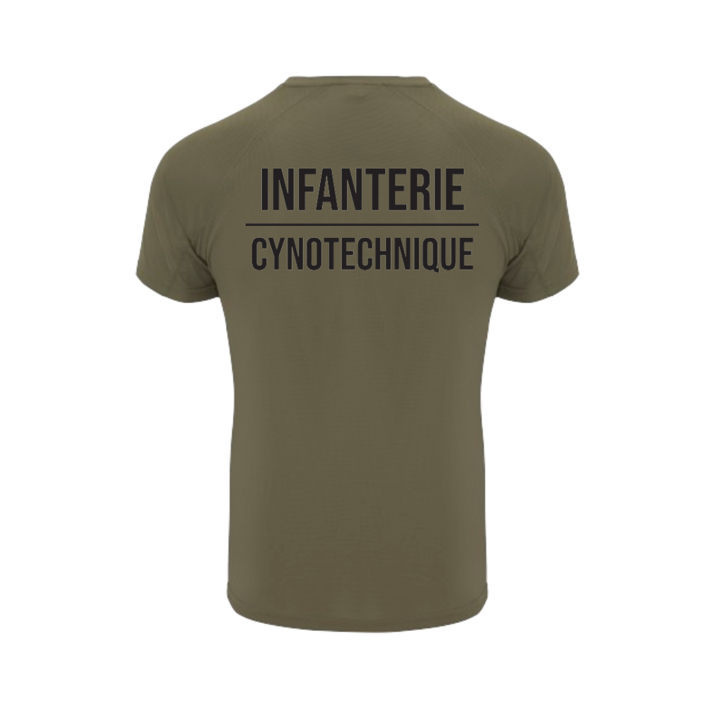 Alt tag : T-shirt infanterie cynotechnique vert et désert, respirant, facile à laver et sécher, avec protection UV, réservé au personnel de la Défense