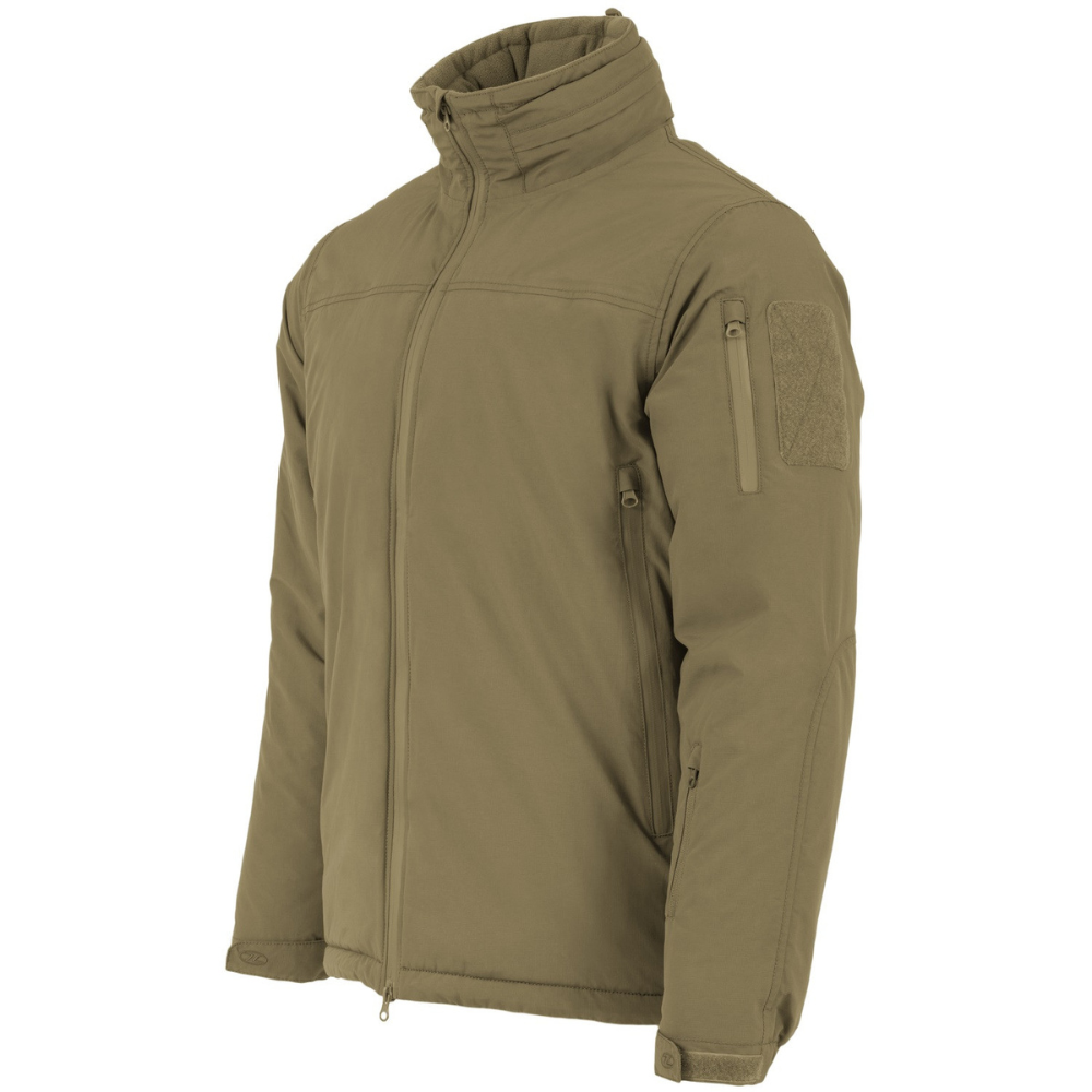 Veste imperméable Stryker Ranger Green de Highlander avec capuche réglable, doublure intérieure isolante, résistante au vent et aux intempéries.