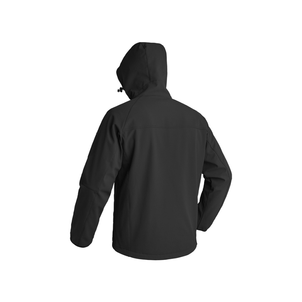 Veste softshell Instructor de A10 Equipment, veste noire fonctionnelle, résistante et confortable, imperméable, respirante et coupe-vent grâce à la technologie Soft-Shell 3 Layers, taille XS