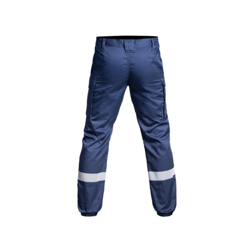 Pantalon Sécu-One bleu marine avec bas élastique et bandes rétro-réfléchissantes de A10 Equipment