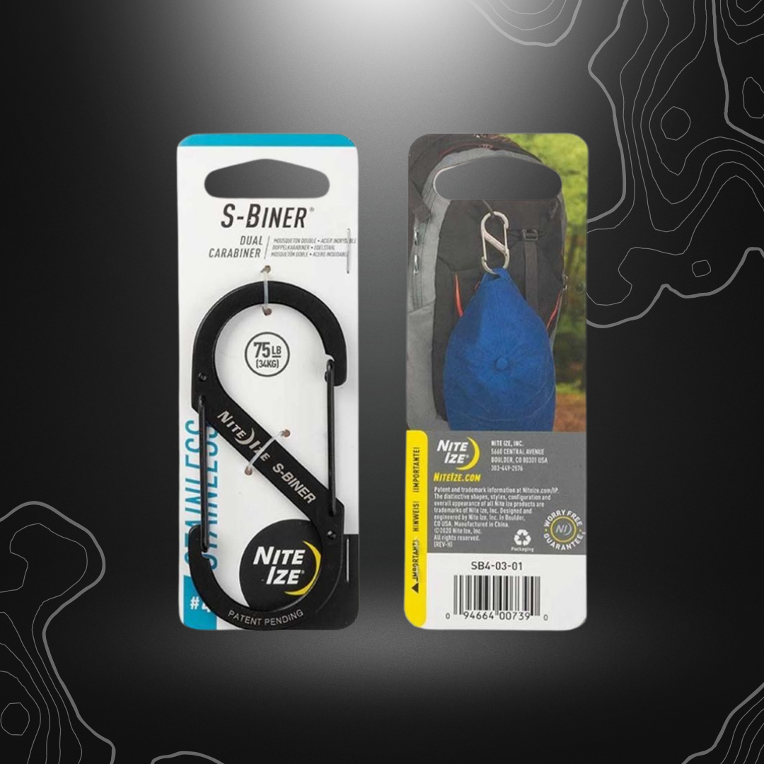 Mousqueton double S-Biner #4 de Nite Ize en acier inoxydable résistant aux intempéries pour sécuriser et connecter divers objets