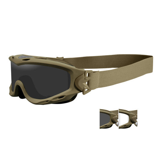 Masque de protection balistique Spear avec verres interchangeables fumés et incolores de Wiley X