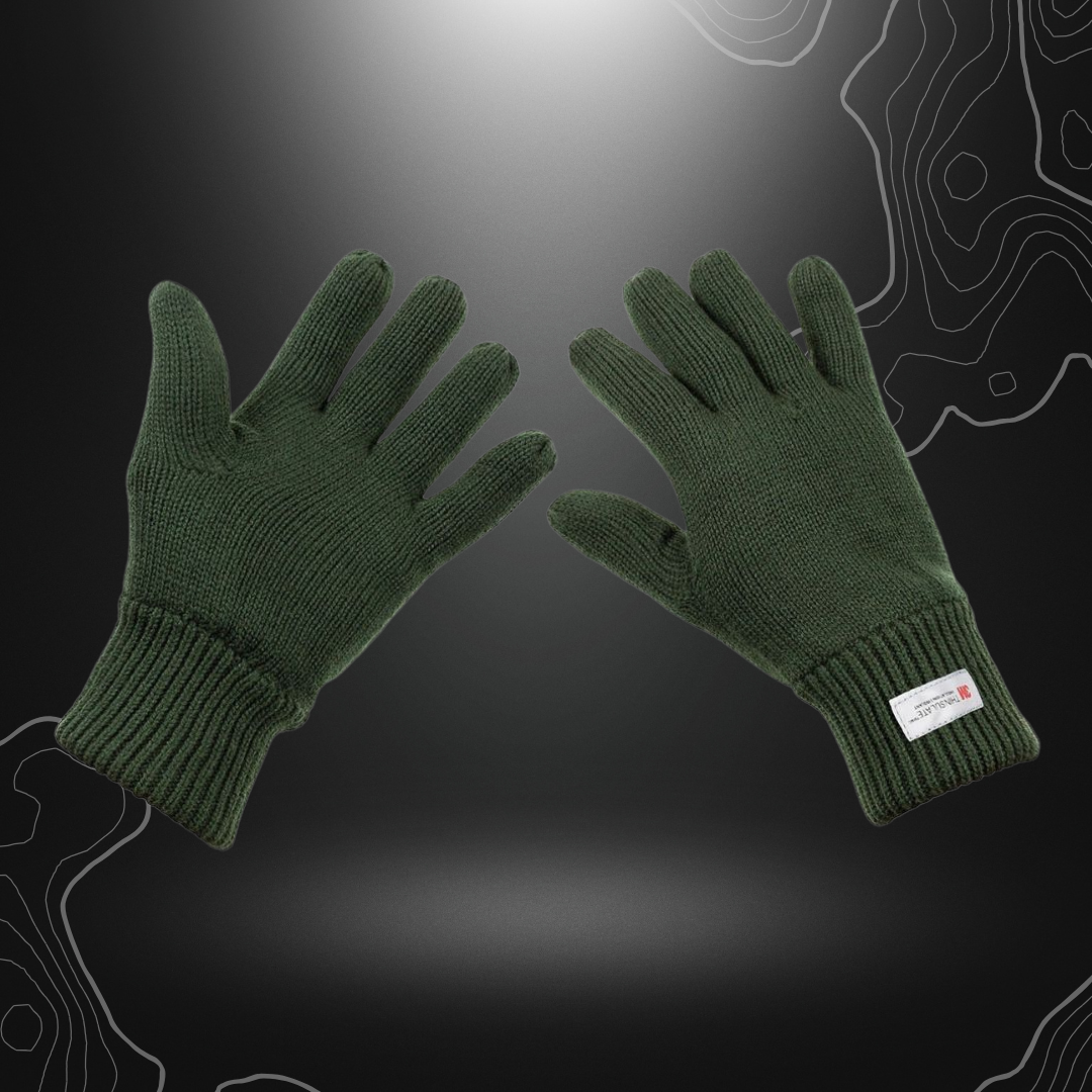 Gants en laine verte 3M - MFH avec maille fine, doublure extra chaude, 100% acrylique à l'extérieur et 100% polyester à l'intérieur