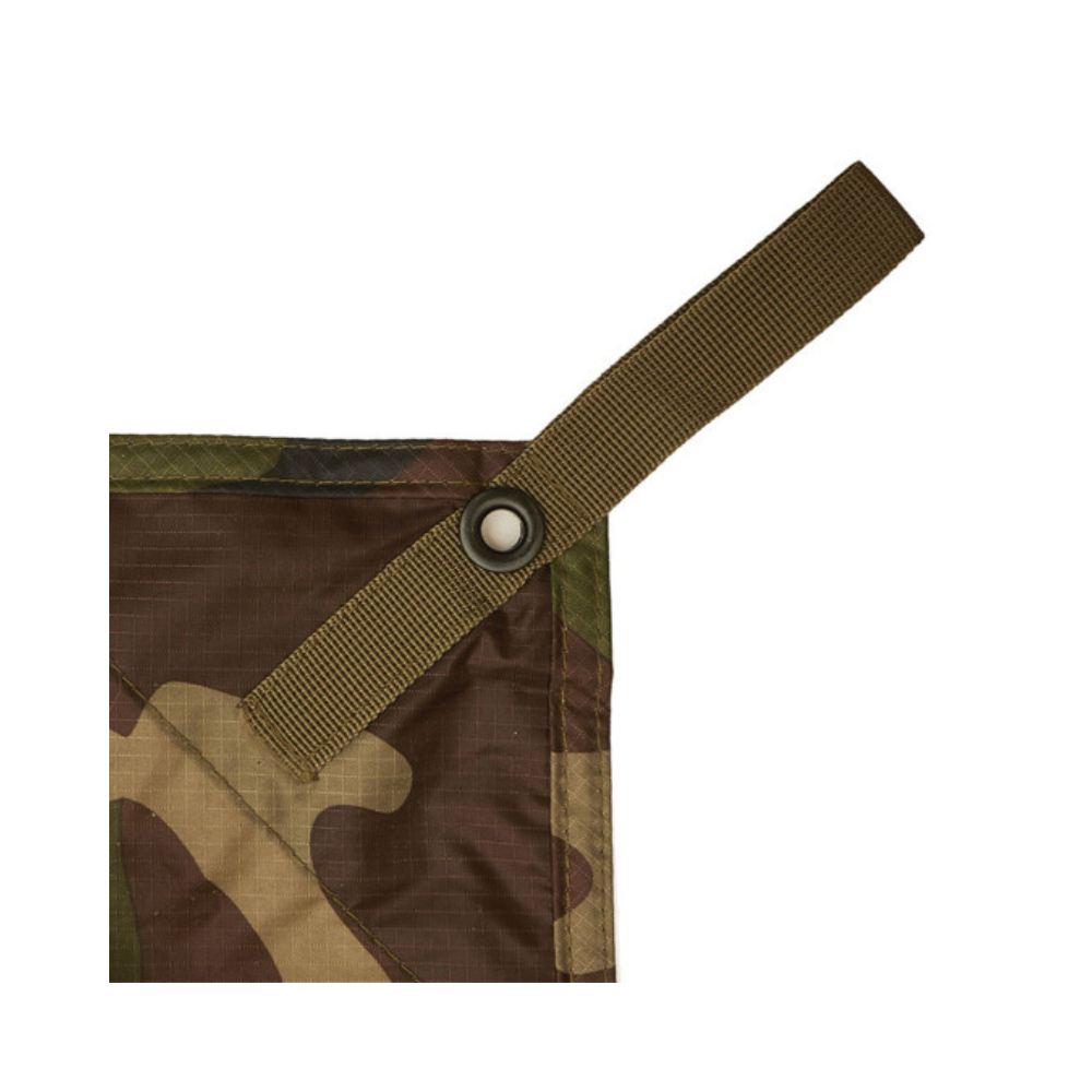 Bâche de terrain Expédition 3x4m robuste et légère d'A10 Equipment, imperméable et résistante, avec accessoires complémentaires pour missions et bivouacs