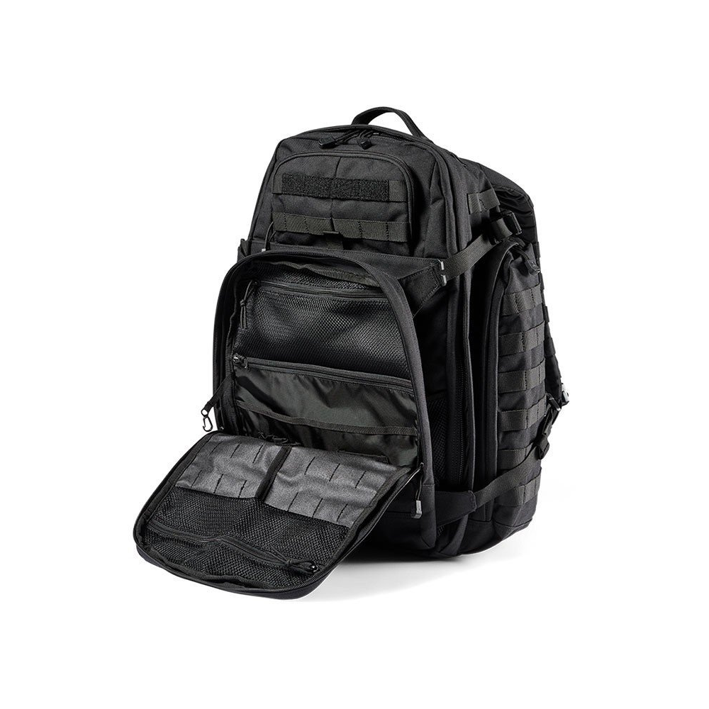 Sac à dos tactique Rush 72 noir 55L de 5.11 avec nombreux compartiments, fourre-tout extérieur et résistant à l'eau
