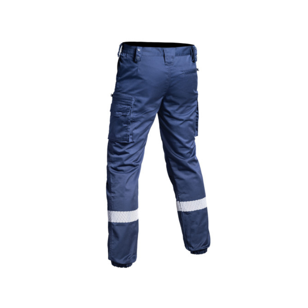 Alt tag de pantalon V2 SÉCU-ONE bas élastiqué HV-TAPE bleu marine de A10 Equipment, spécialement conçu pour la sécurité privée avec une visibilité optimale grâce aux bandes ré