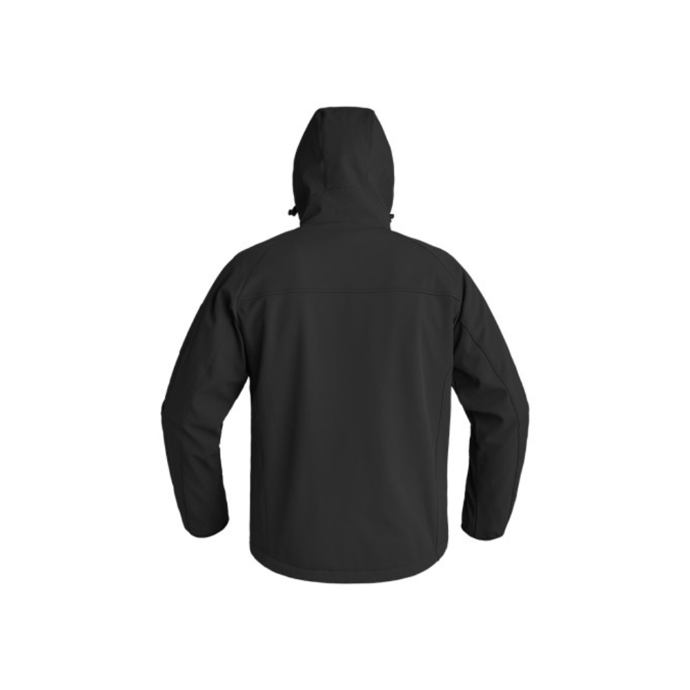 Veste softshell Instructor de la marque A10 Equipment, imperméable, respirante et coupe-vent, avec doublure polaire et coupe stretch pour liberté de mouvement.