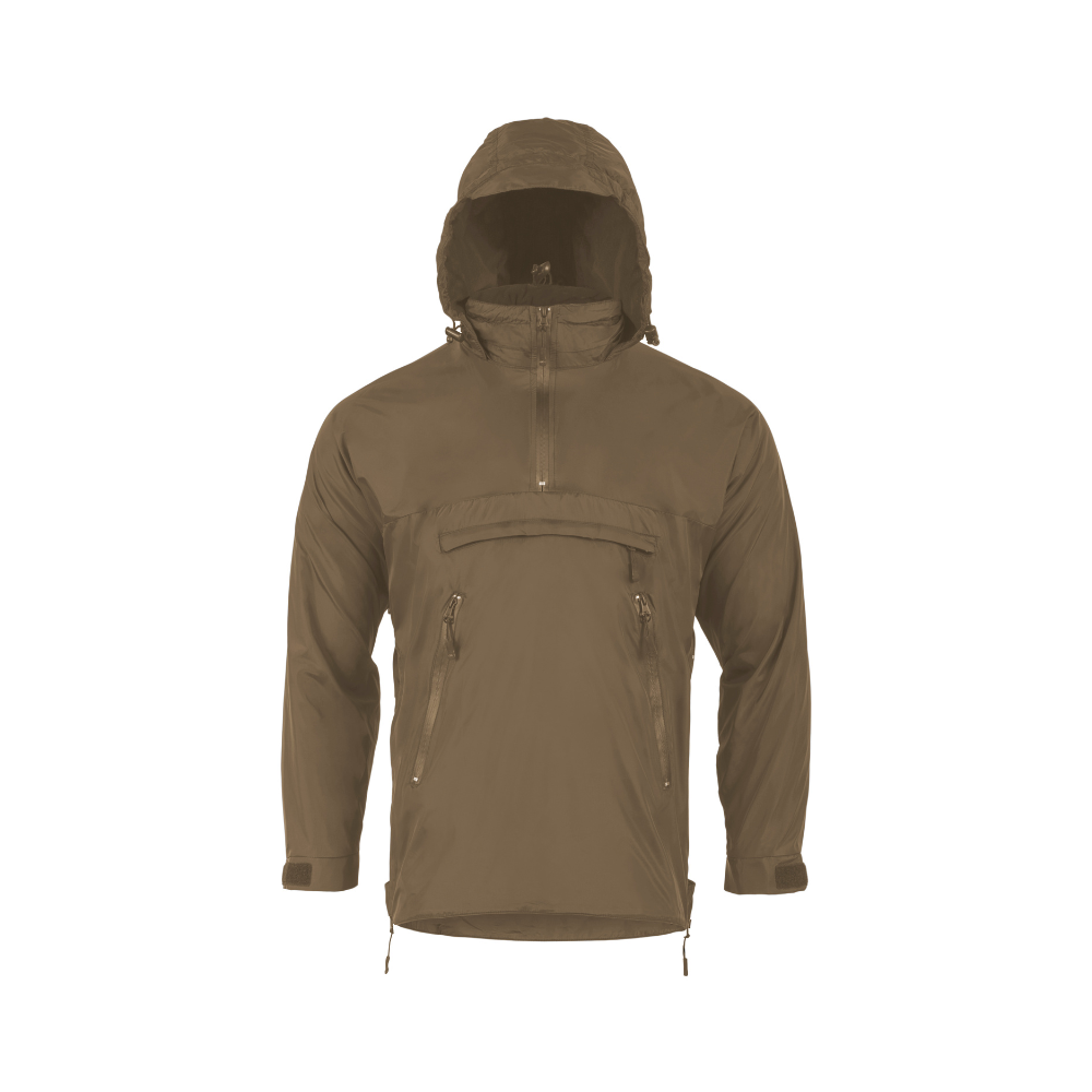 Veste imperméable demi-zip vert olive Highlander avec doublure micropolaire, capuche repliable et revêtement Teflon