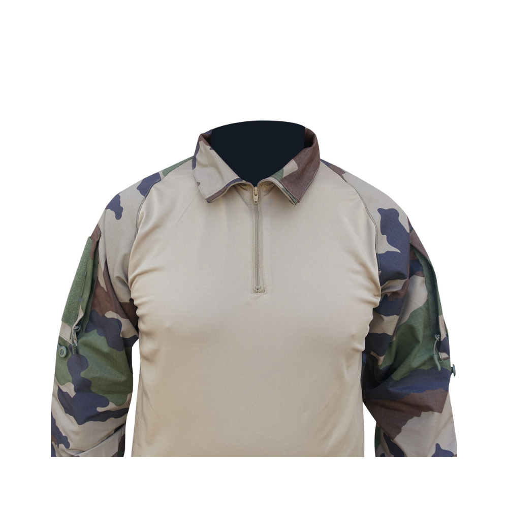 Chemise de combat UBAS en polyester CAM CE, conçue pour être portée sous un gilet de combat et dotée de nombreuses fonctionnalités pratiques, idéale pour les opérations OPEX