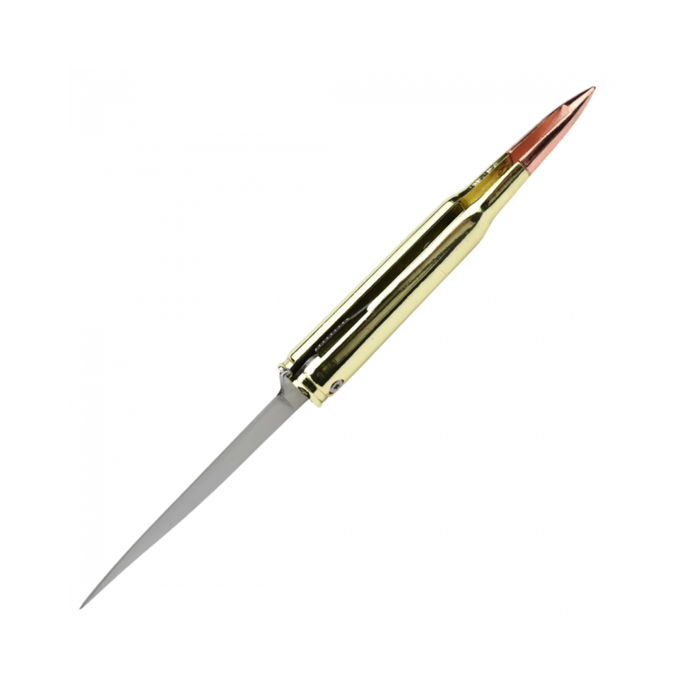 Alt tag: Couteau pliant Max Knives modèle MX 13005 avec lame de 100mm et manche en forme de balle calibre 50