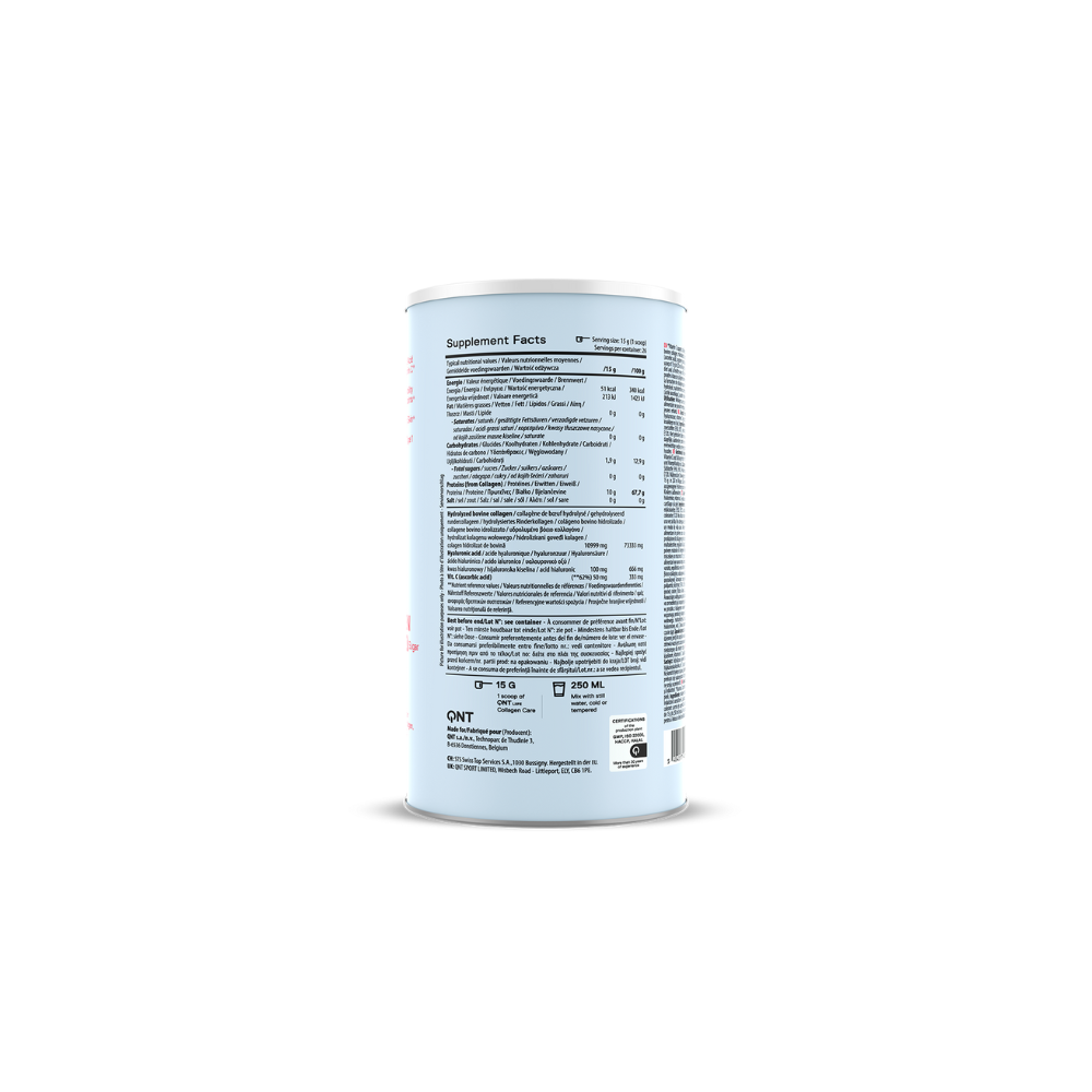 Collagen Care Framboise 390g par QNT : Supplément de collagène pour la peau, les cheveux, les ongles et les articulations