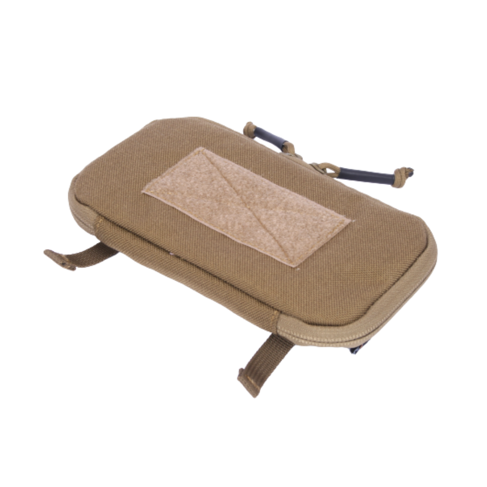 Poche MOLLE admin pour téléphone en tissu Cordura 1000D avec fixation MOLLE au dos et support velcro sur l'avant, par Retex Solution.